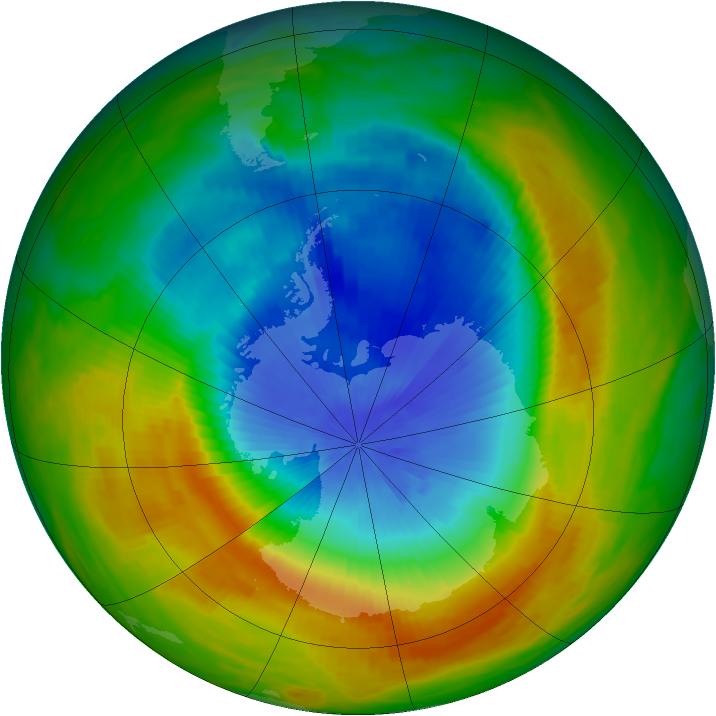 Antarctic ozone map for 31 October 1986